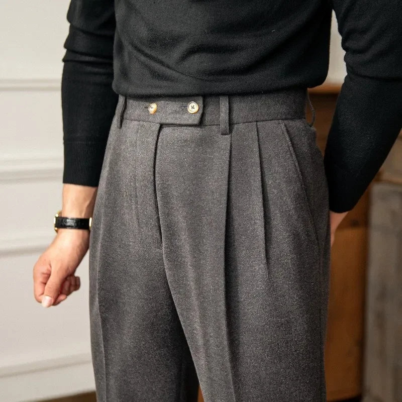Slim Fit Woollen Trousers