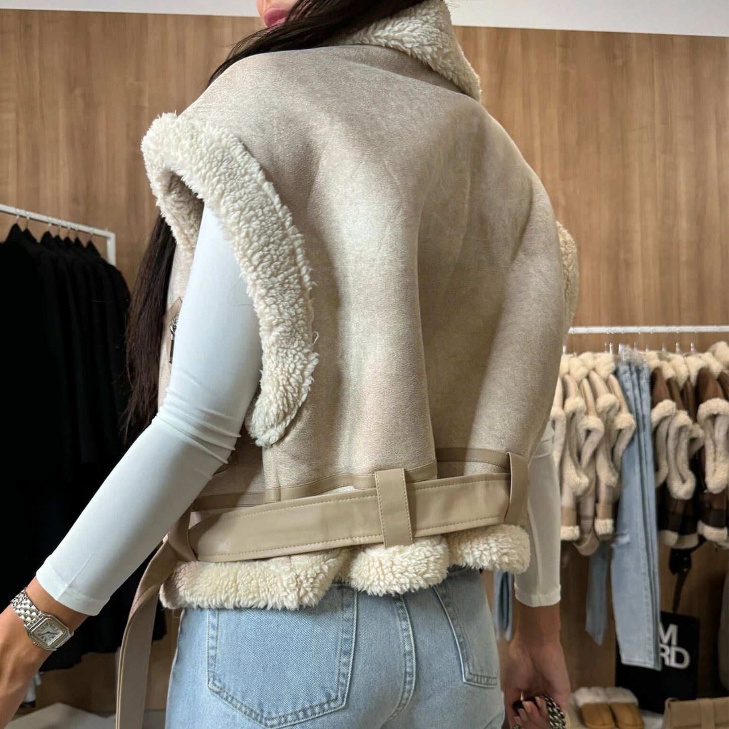 Patch Boutique Suede Sleeveless Coat