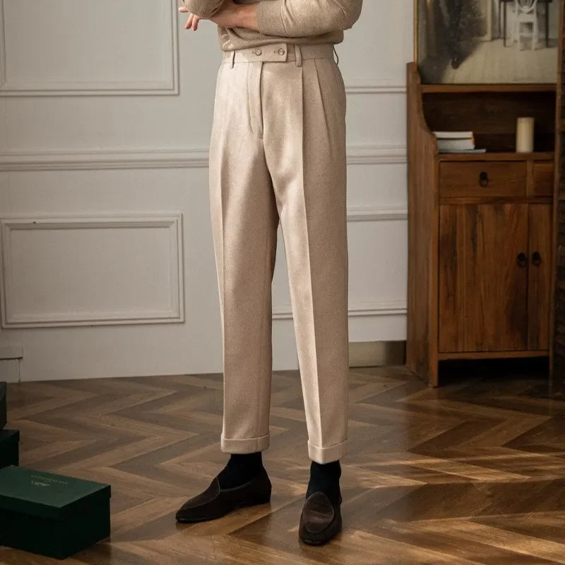 Slim Fit Woollen Trousers