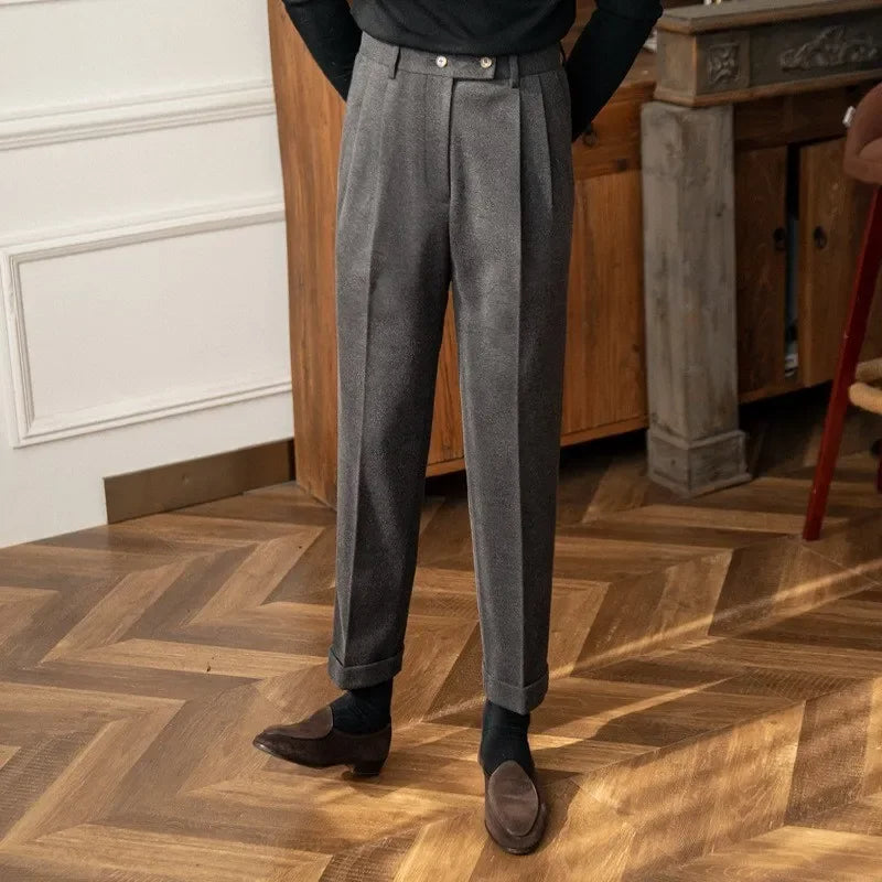 Slim Fit Woollen Trousers