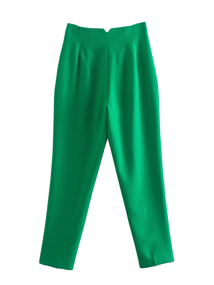High Waisted Straight Fit Trousers