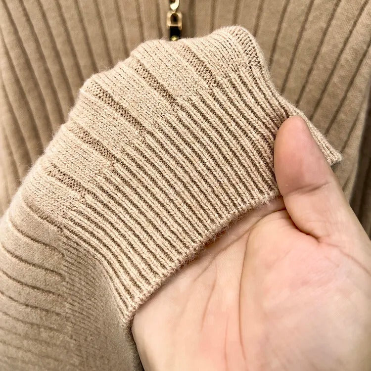 Slim Fit Knitted Quarter Zip Sweater