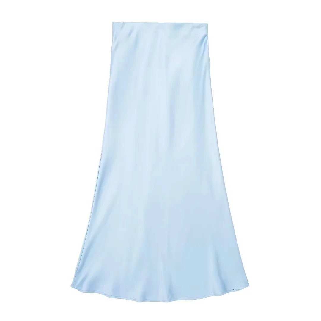 Trafza High Waisted Satin Skirt