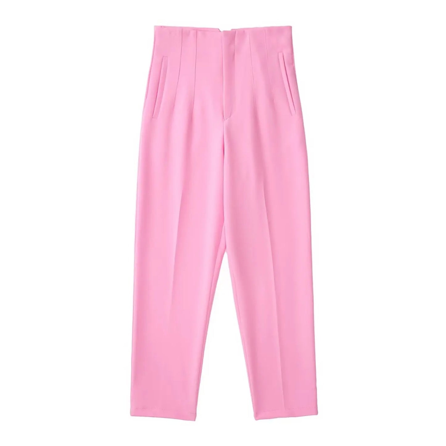 High Waisted Straight Fit Trousers