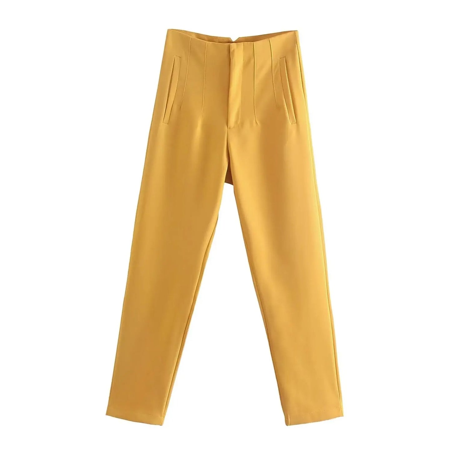High Waisted Straight Fit Trousers