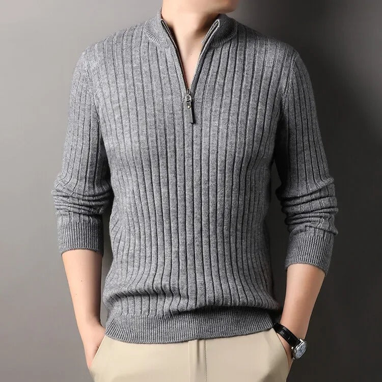 Slim Fit Knitted Quarter Zip Sweater