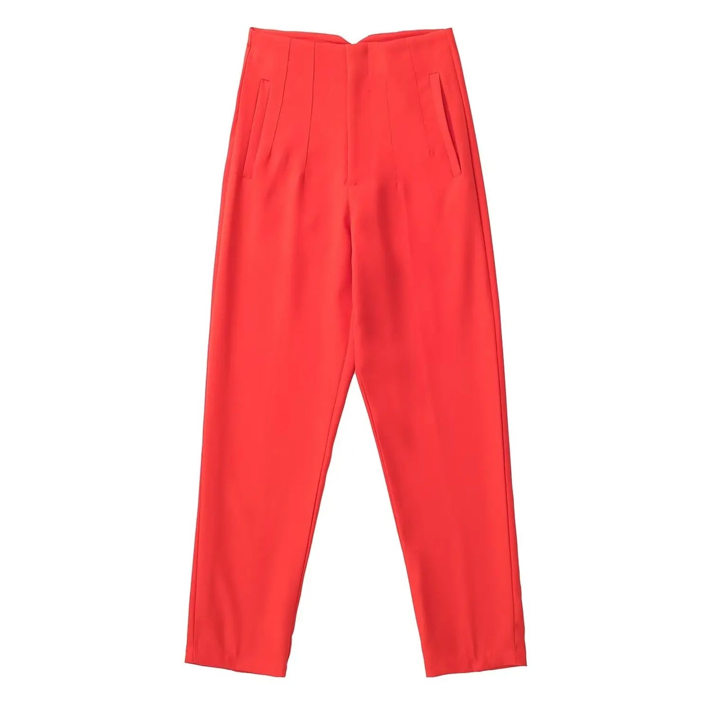 High Waisted Straight Fit Trousers