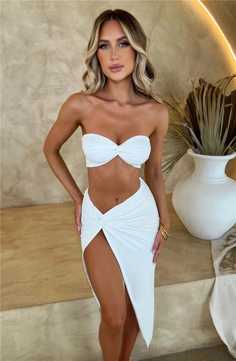 RUXY - Two Piece Crop & Split Skirt Set