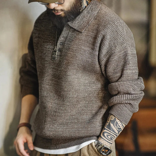 Maden Loose Fit Polo Sweater
