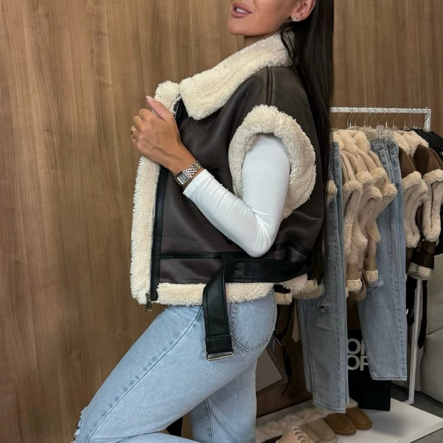 Patch Boutique Suede Sleeveless Coat