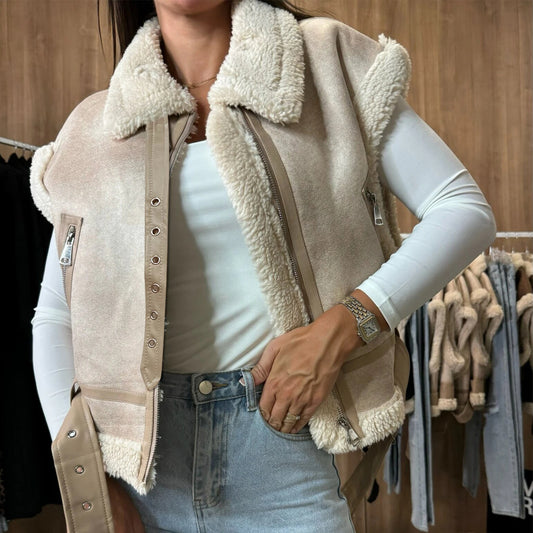 Patch Boutique Suede Sleeveless Coat