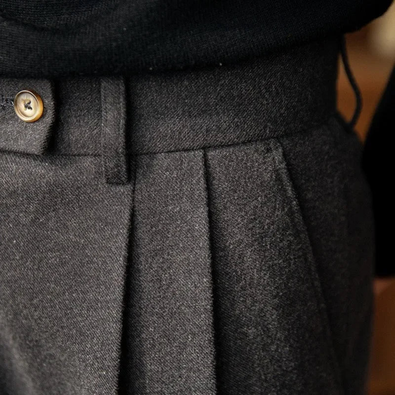 Slim Fit Woollen Trousers