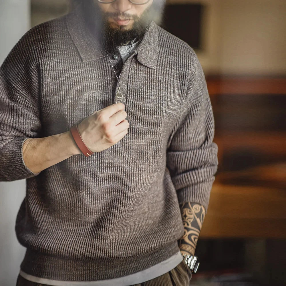 Maden Loose Fit Polo Sweater