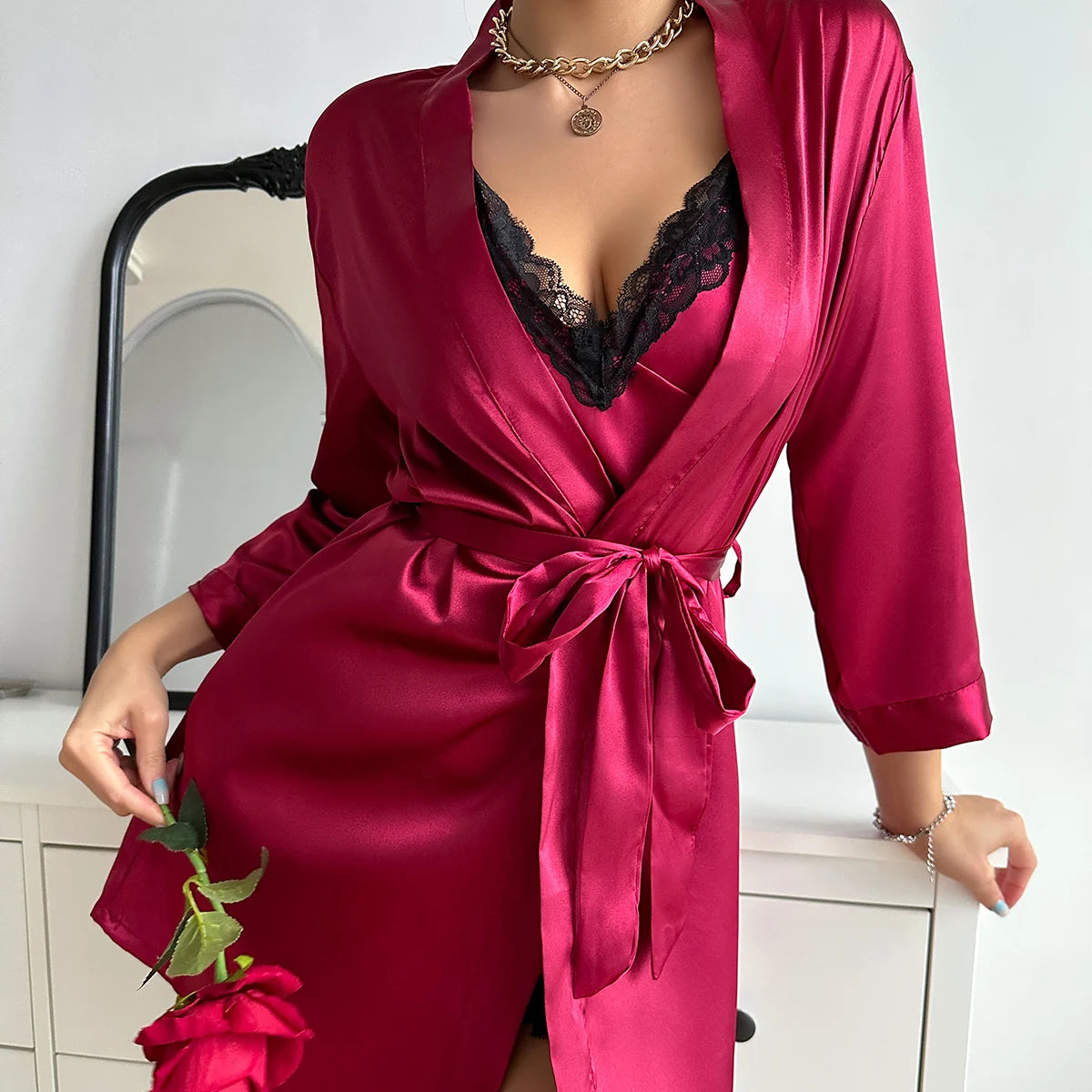 DORA Satin Night Dress & Robe