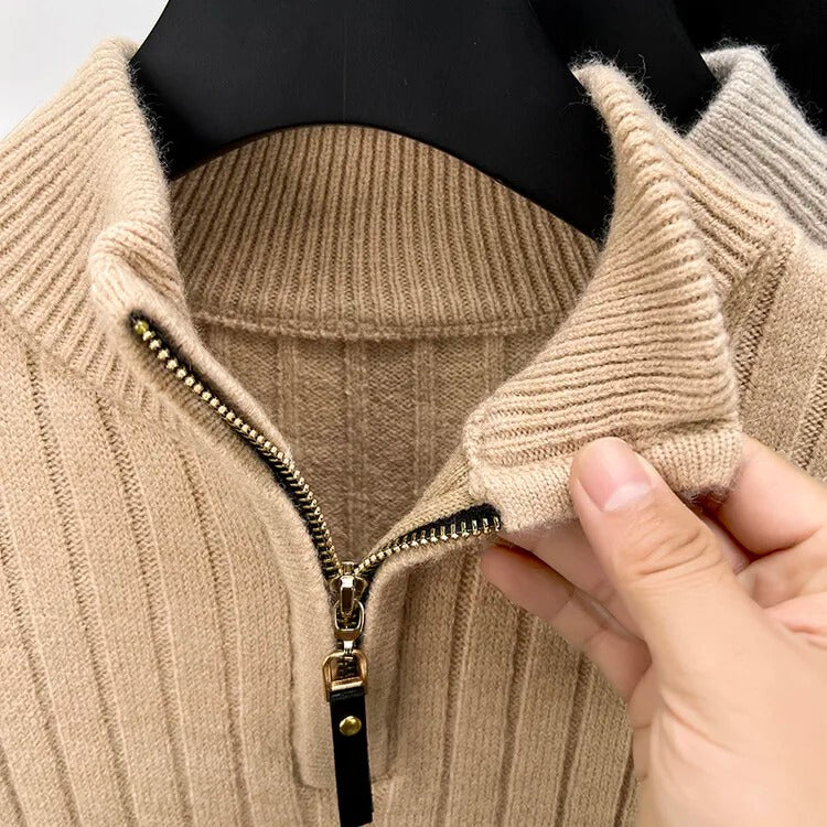 Slim Fit Knitted Quarter Zip Sweater