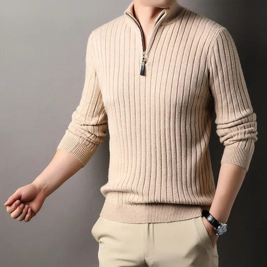 Slim Fit Knitted Quarter Zip Sweater