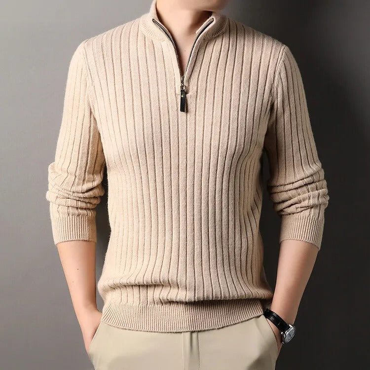 Slim Fit Knitted Quarter Zip Sweater