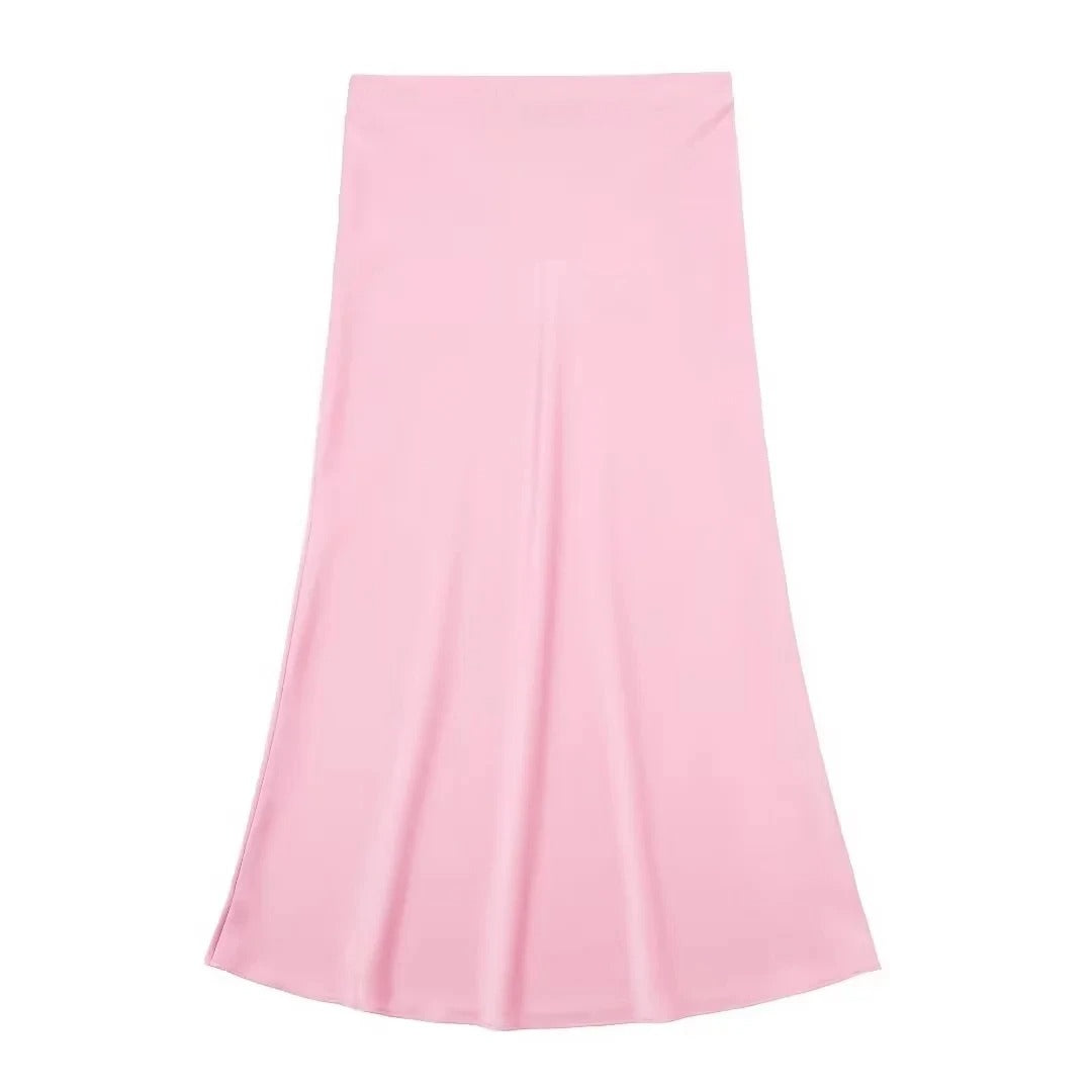 Trafza High Waisted Satin Skirt