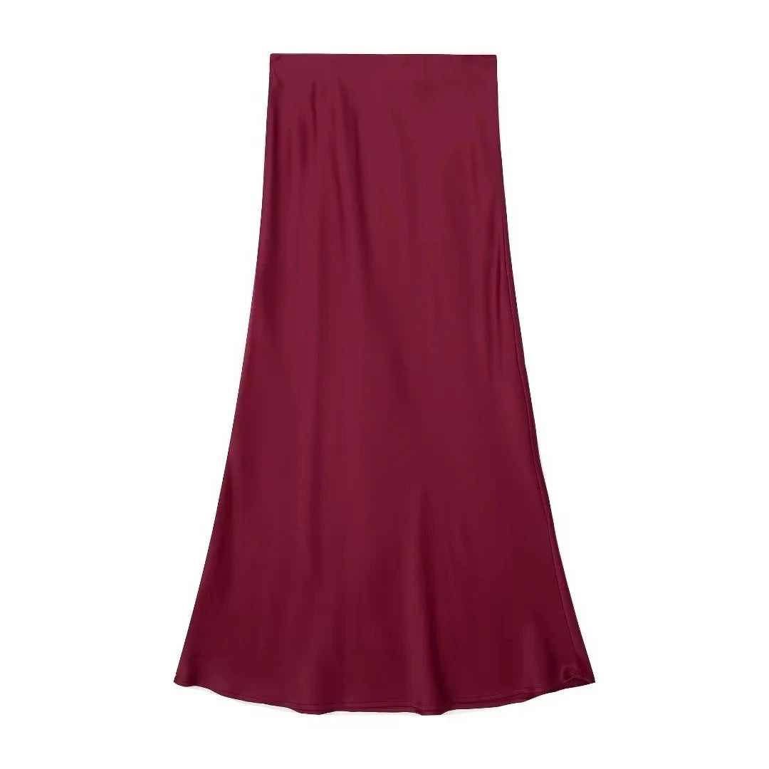 Trafza High Waisted Satin Skirt