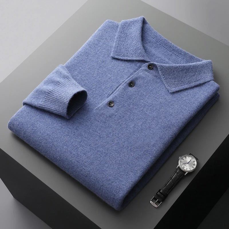 Masons Merino Long Sleeve Polo Neck