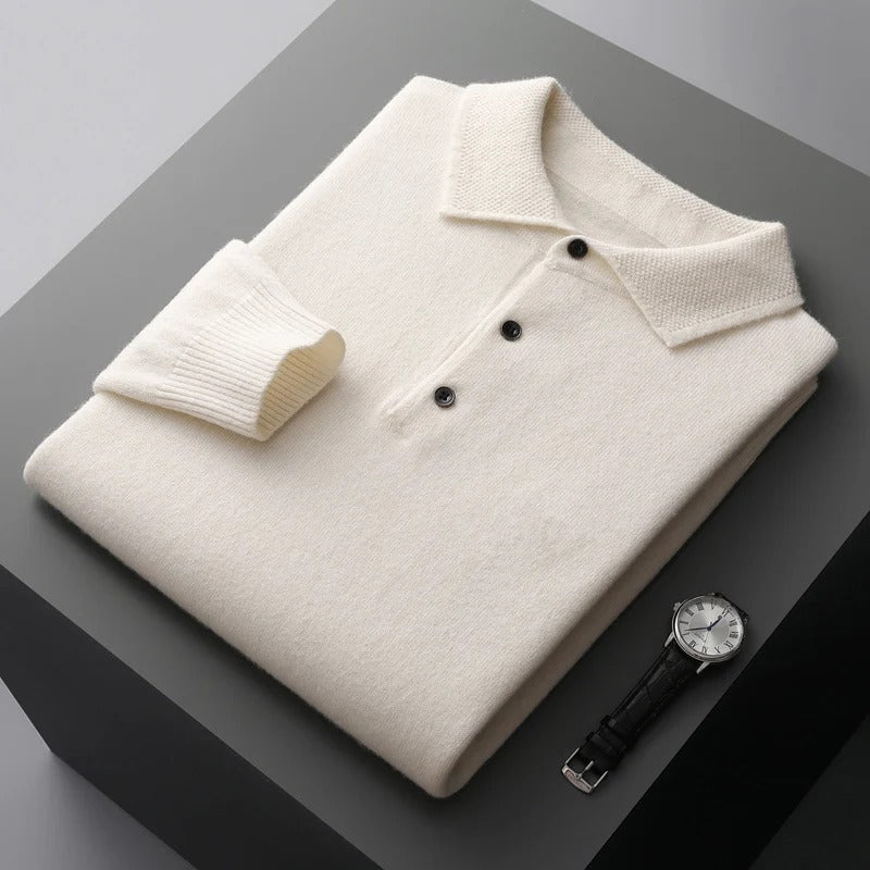 Masons Merino Long Sleeve Polo Neck
