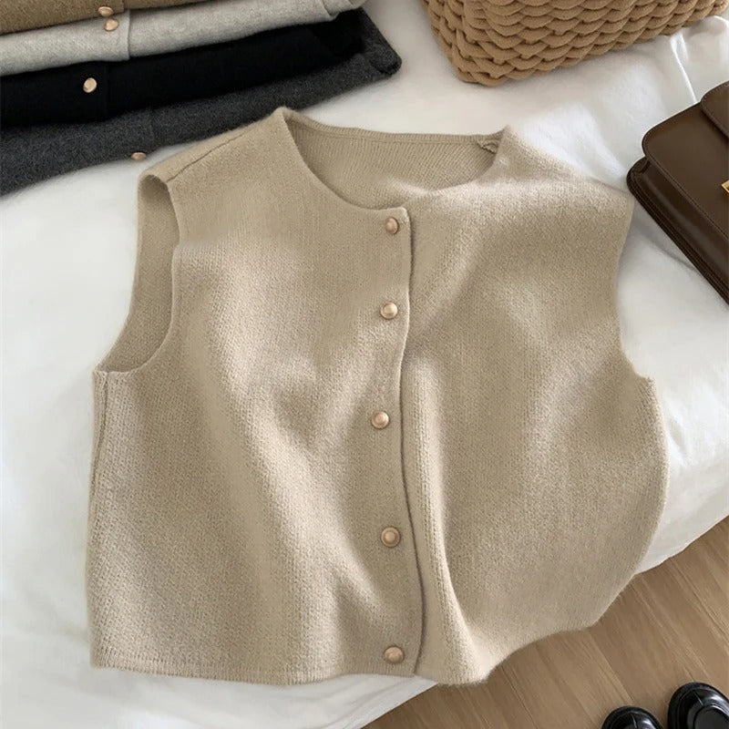 Knitted Sleeveless Cardigan