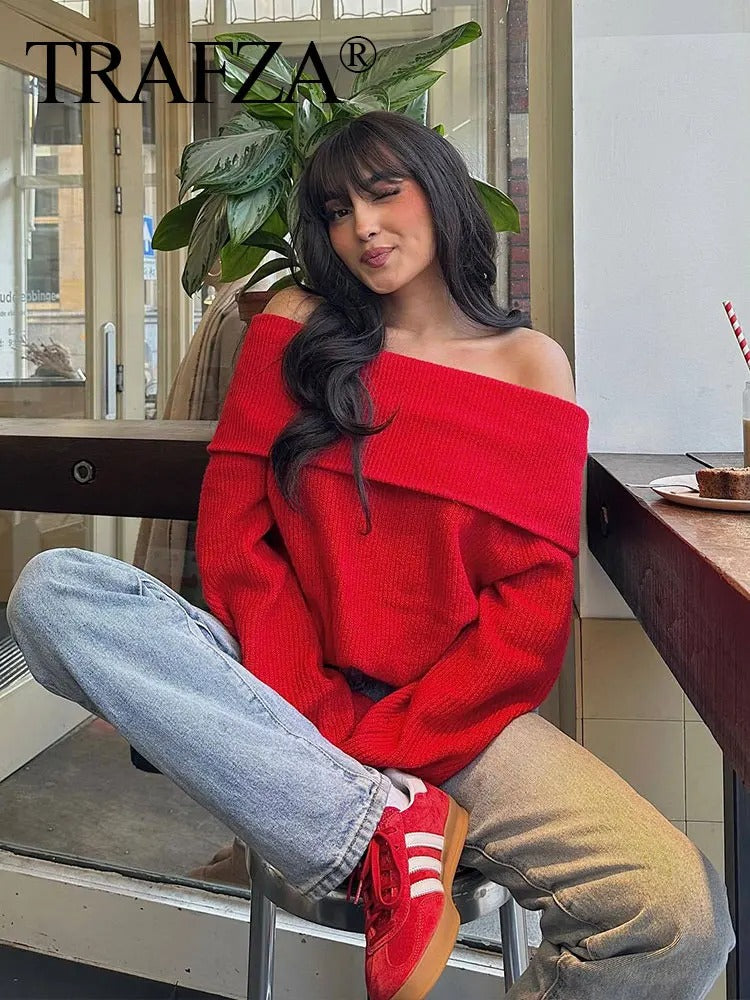 Trafza Off Shoulder Knit