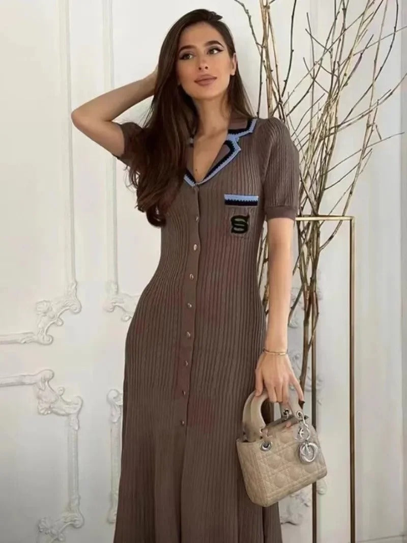 WP Full Length Knitted Button up Dress