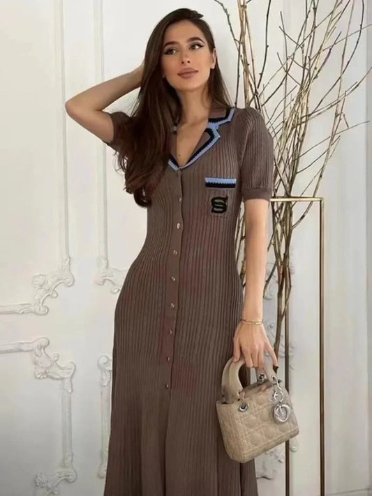 WP Full Length Knitted Button up Dress