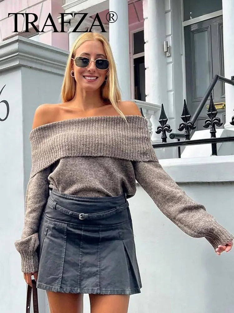 Trafza Off Shoulder Knit