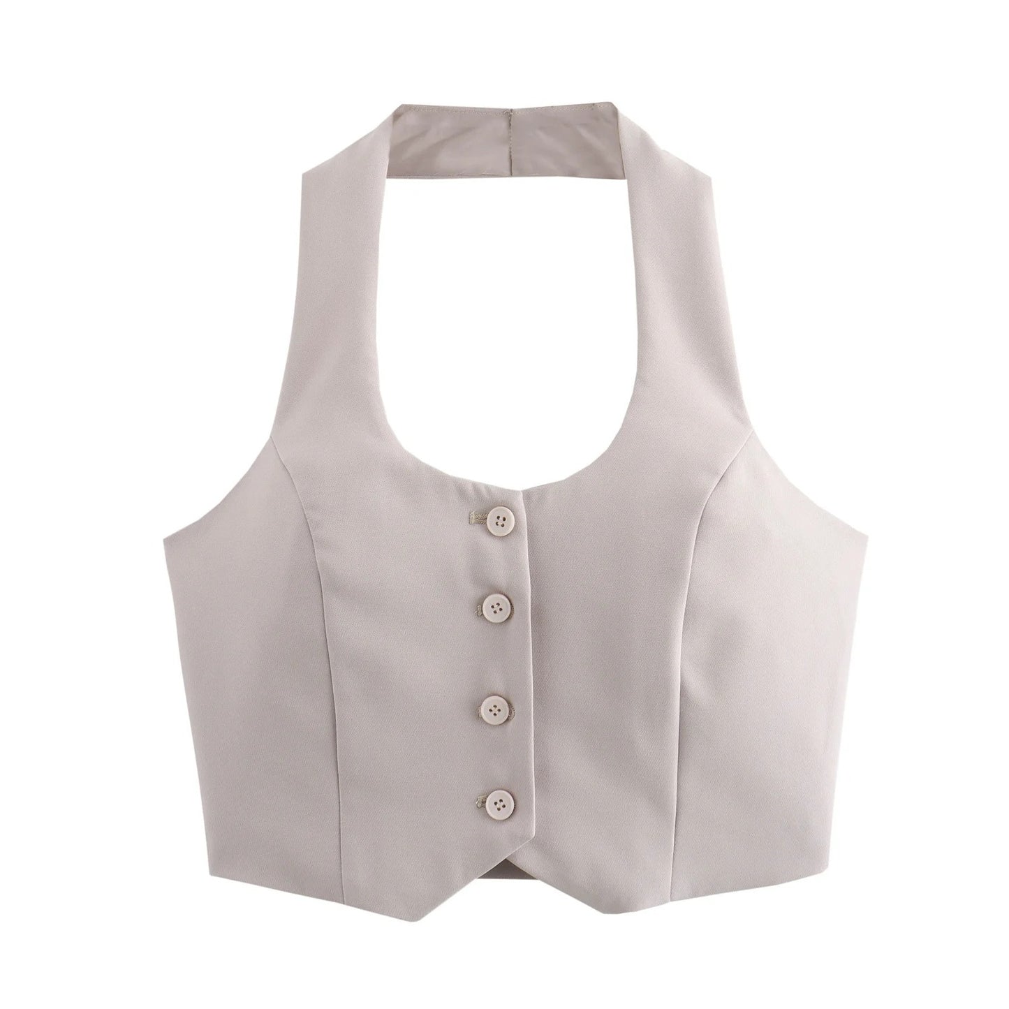 Trafza Single Breasted Crop Vest & Trouser Set