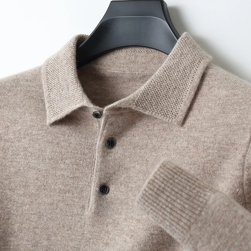 Masons Merino Long Sleeve Polo Neck
