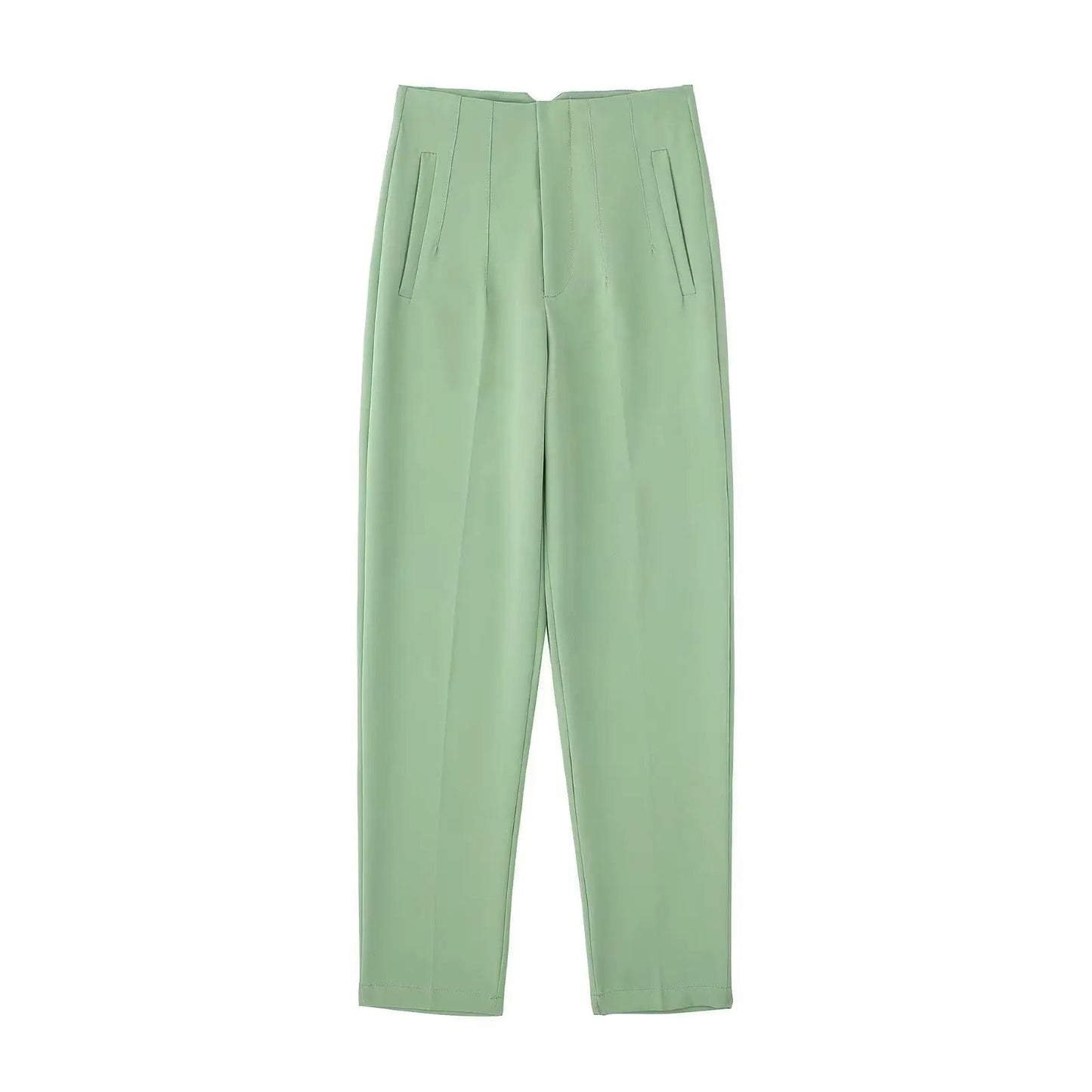 High Waisted Straight Fit Trousers