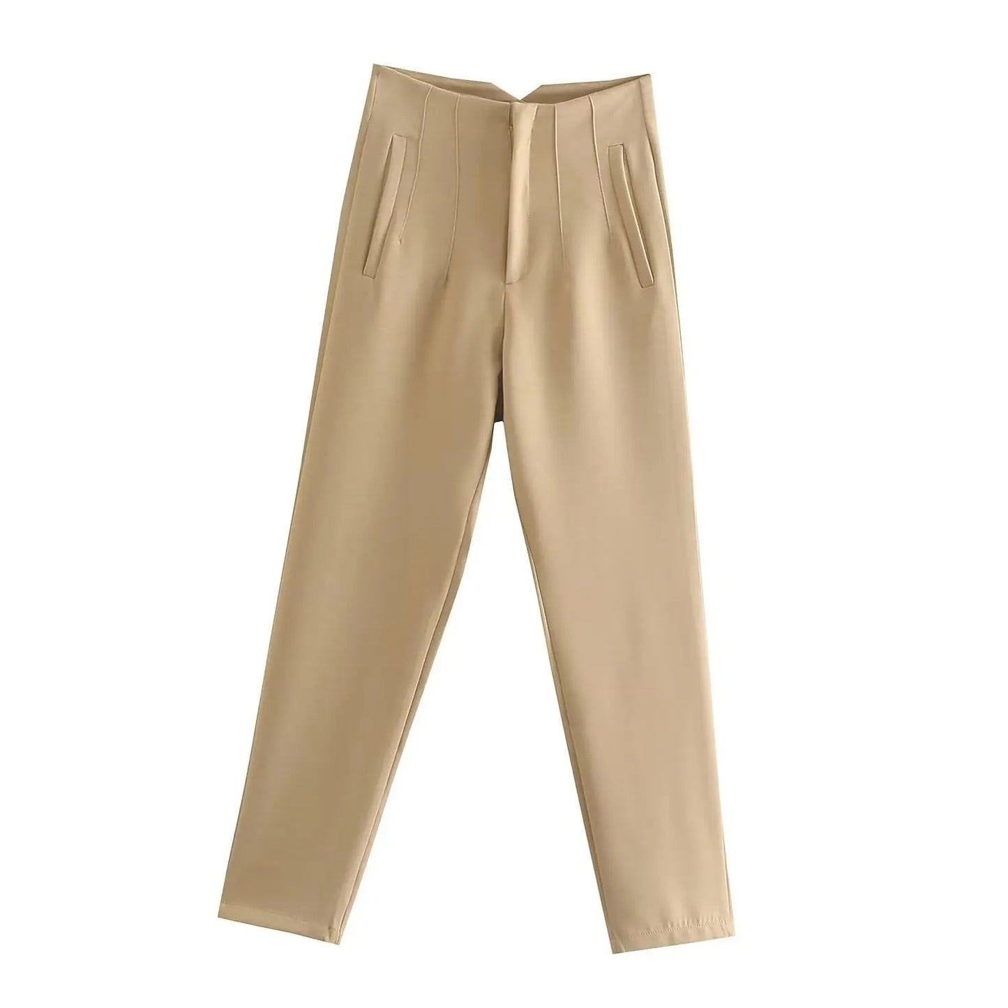 High Waisted Straight Fit Trousers