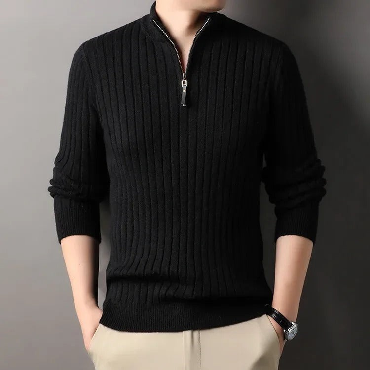 Slim Fit Knitted Quarter Zip Sweater