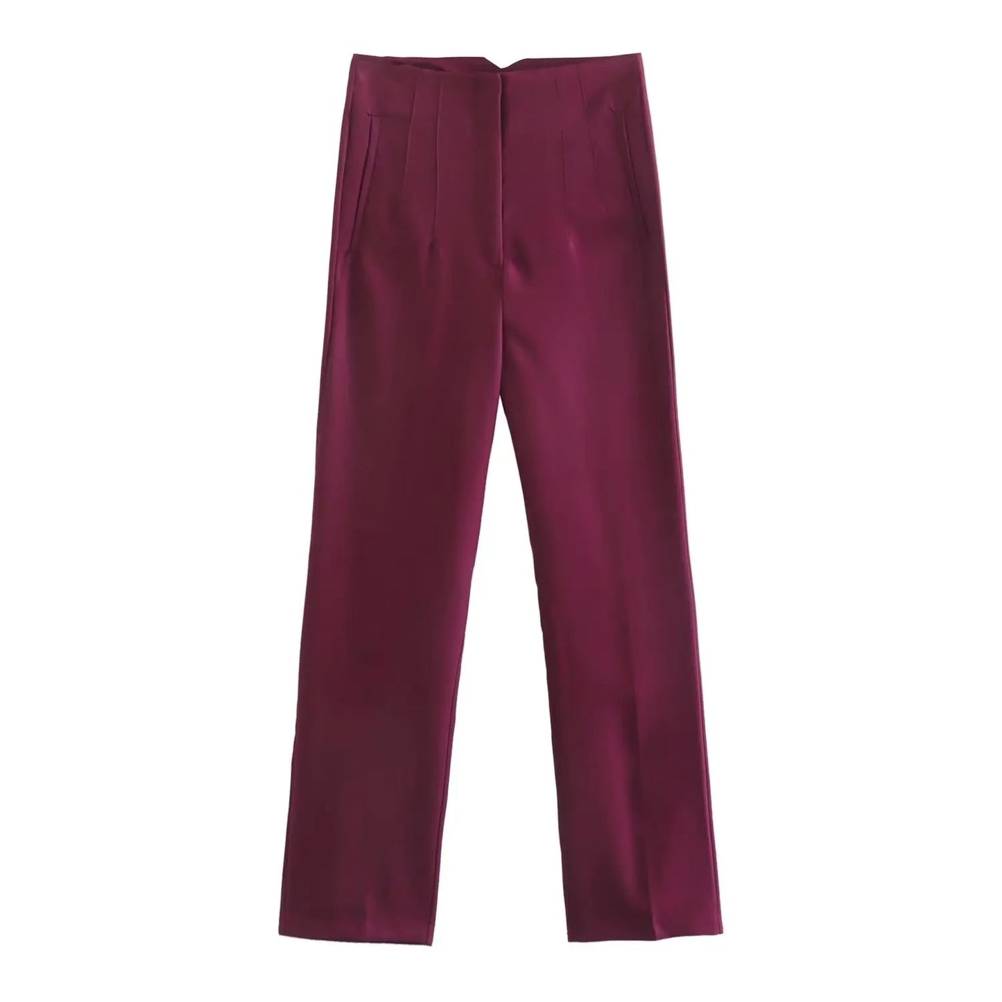 High Waisted Straight Fit Trousers