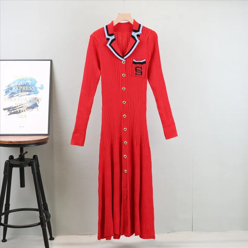 WP Full Length Knitted Button up Dress