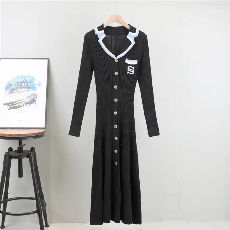WP Full Length Knitted Button up Dress