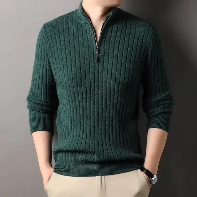 Slim Fit Knitted Quarter Zip Sweater
