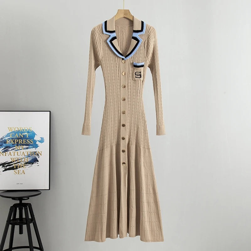 WP Full Length Knitted Button up Dress
