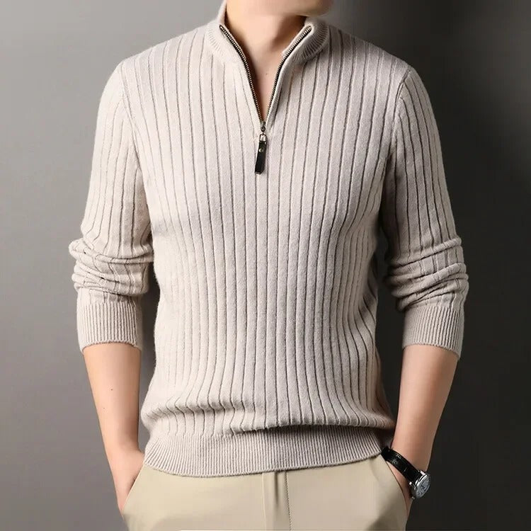 Slim Fit Knitted Quarter Zip Sweater