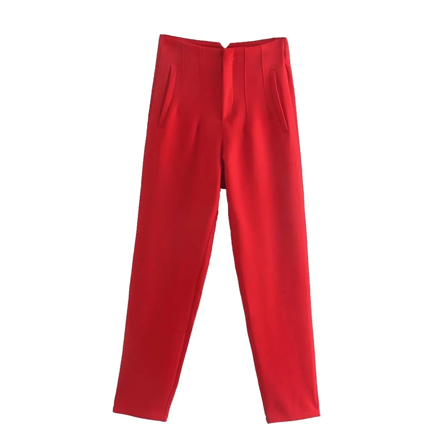 High Waisted Straight Fit Trousers