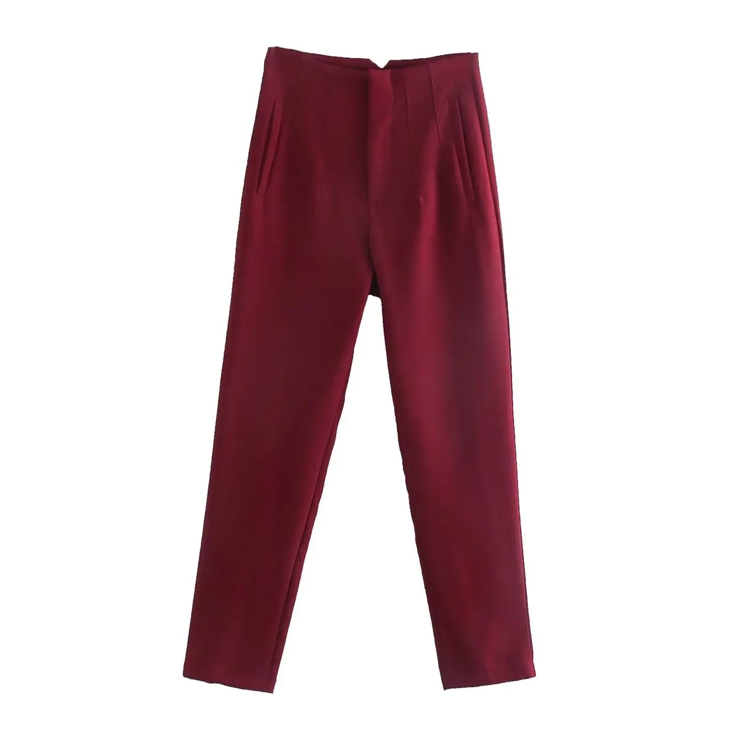 High Waisted Straight Fit Trousers