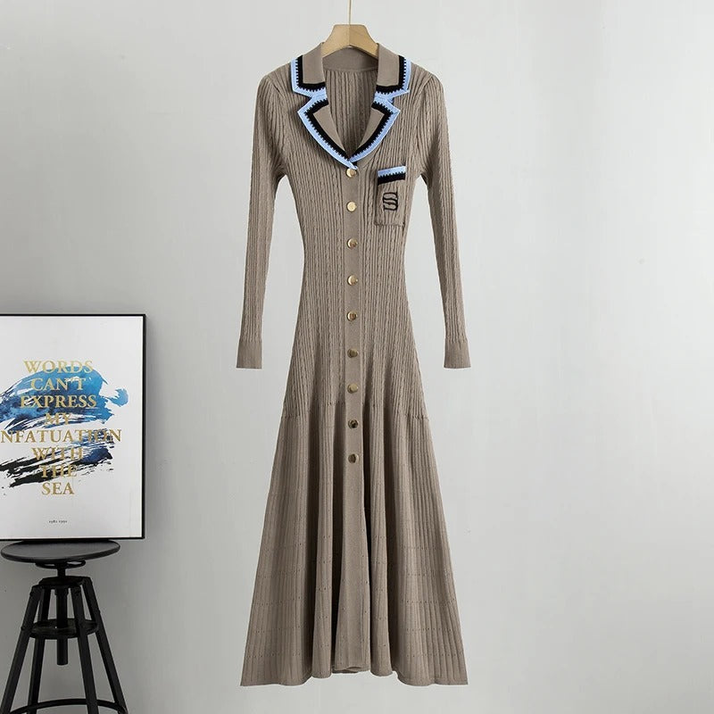 WP Full Length Knitted Button up Dress
